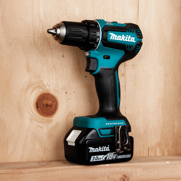 Makita XFD13SM1 in use on job site from side view
