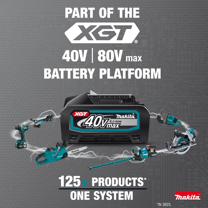 overview of makita xgt system including batteries tools and chargers

