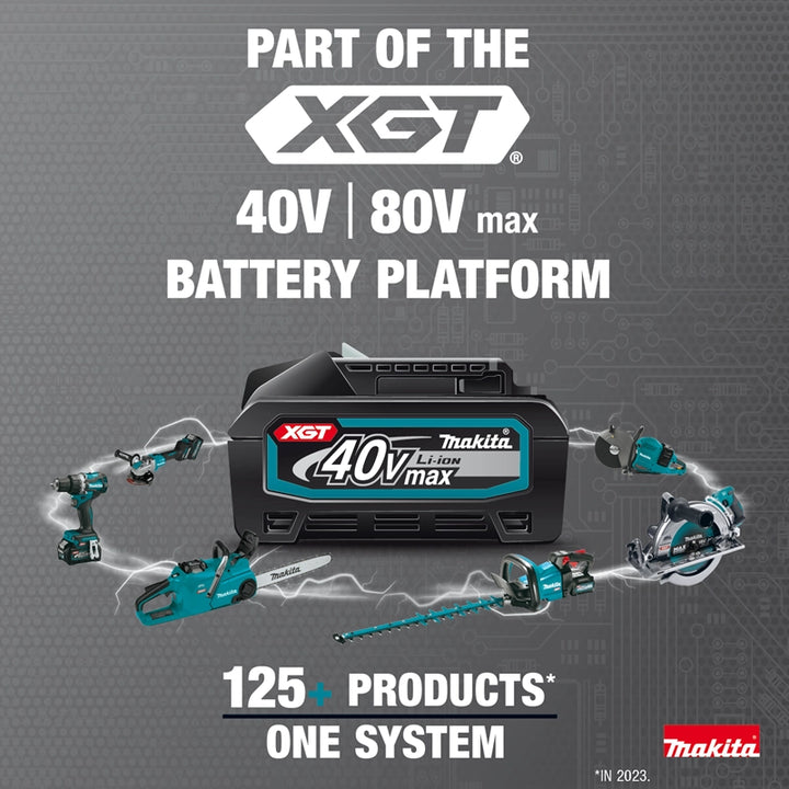 overview of makita xgt system including batteries tools and chargers
