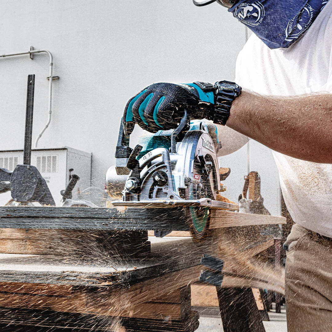makita 40v xgt tools on job site showing saw and other compatible power tools
