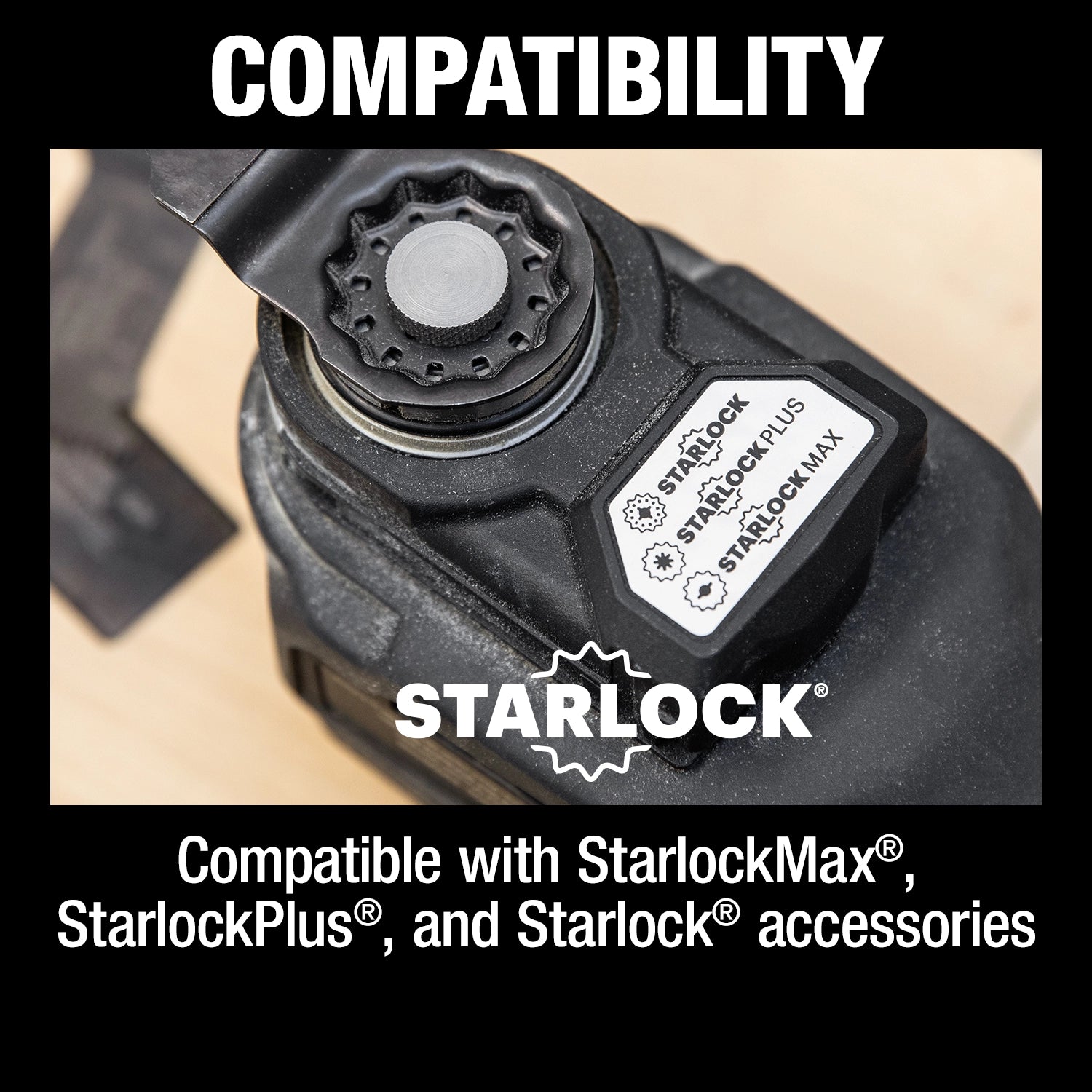 Makita XMT04ZB shown with StarlockPlus and StarlockMax accessory blades
