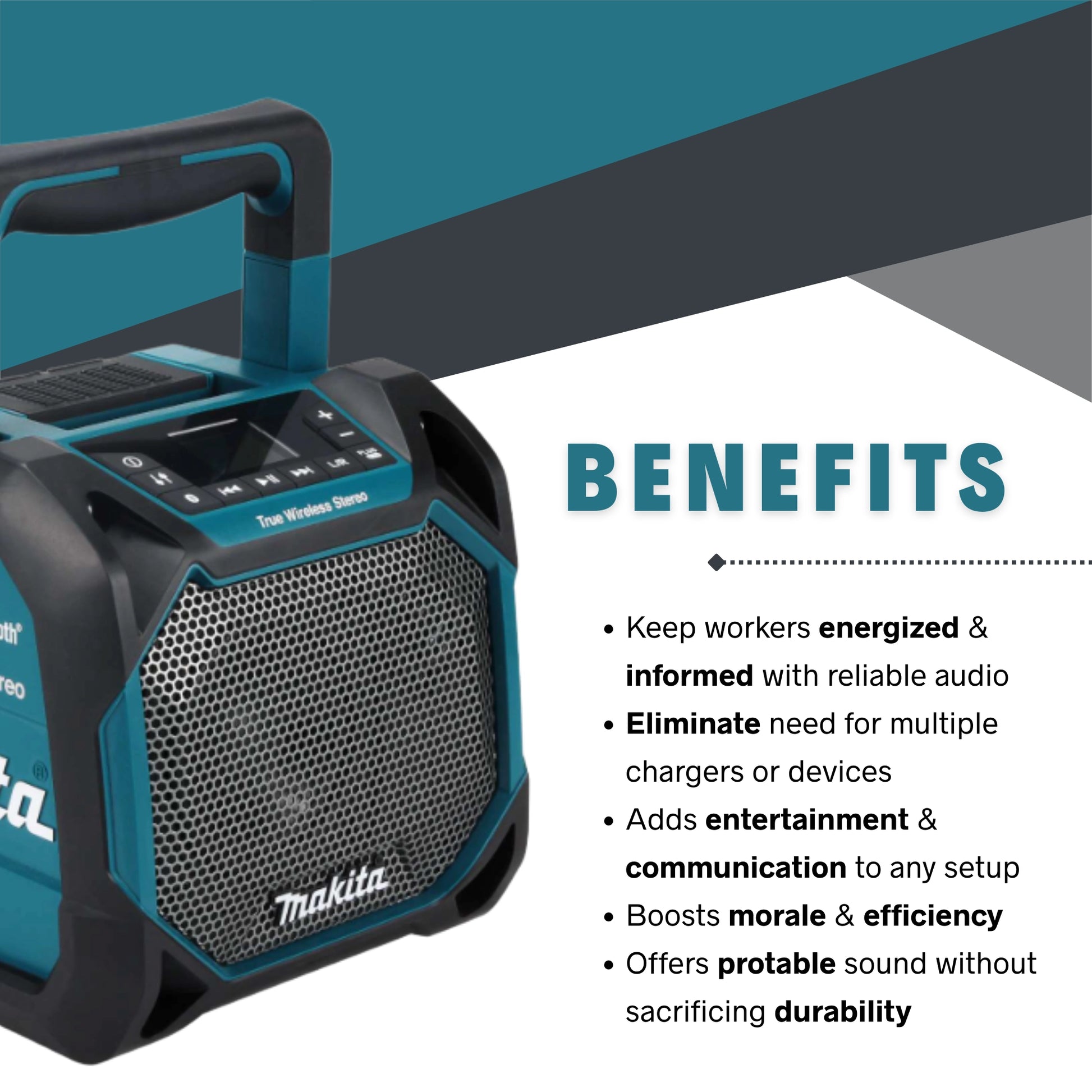 Makita XRM11 speaker benefits for contractors and jobsite audio
