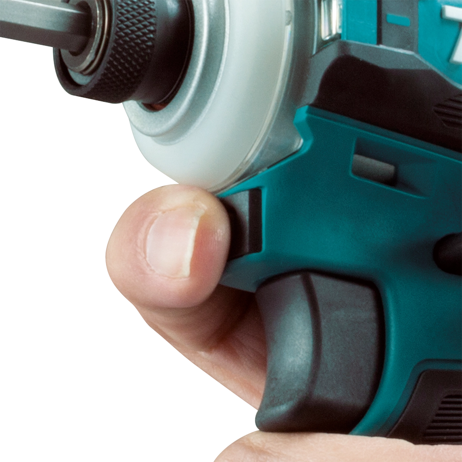 Makita tool trigger detail for precise variable speed control
