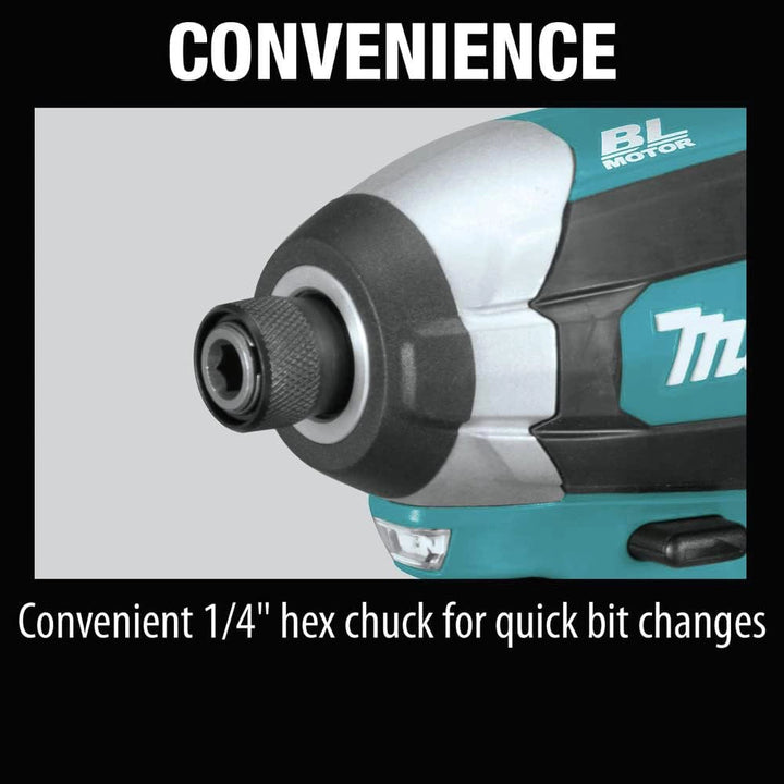 Makita XT291T tools and battery charger organized on jobsite table for convenient access
