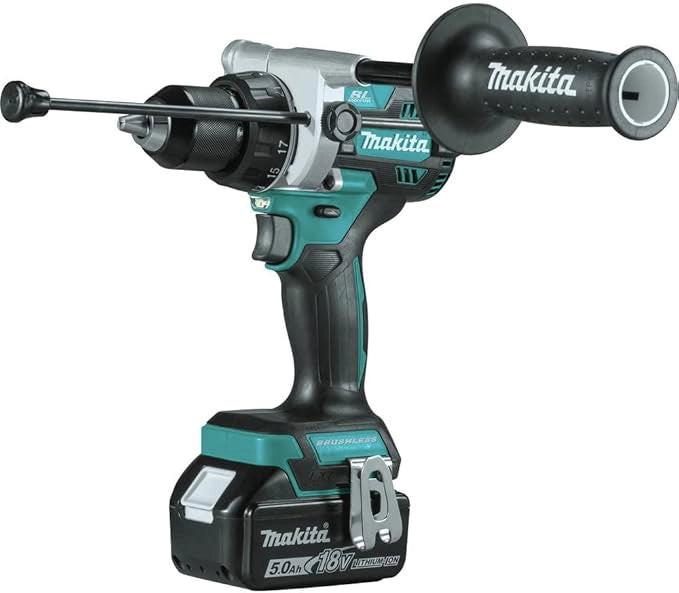 Makita XT291T combo kit displayed with drill, impact driver, batteries, charger, and added push bar accessory
