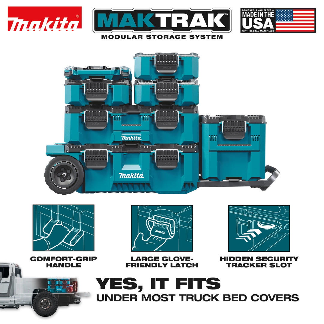 MAKTRAK modular system stacked in open truck bed
