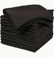 Single Microfiber Towel 16" x 16" Black