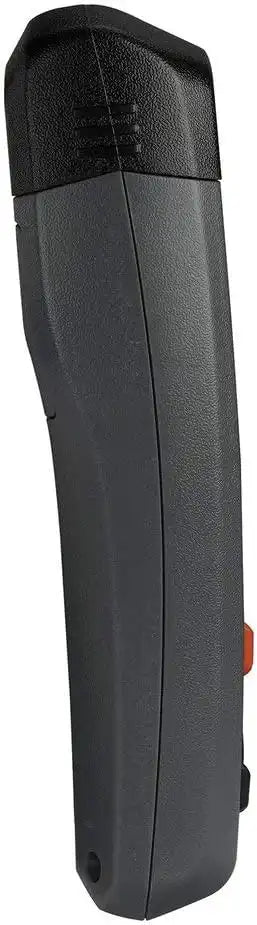 side view of handheld digital moisture meter with protective cap on
