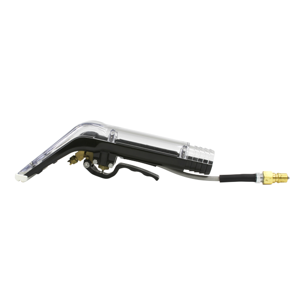 Left side profile of the Mytee 8400P Upholstery Tool showing spray trigger and airflow-enhancing design