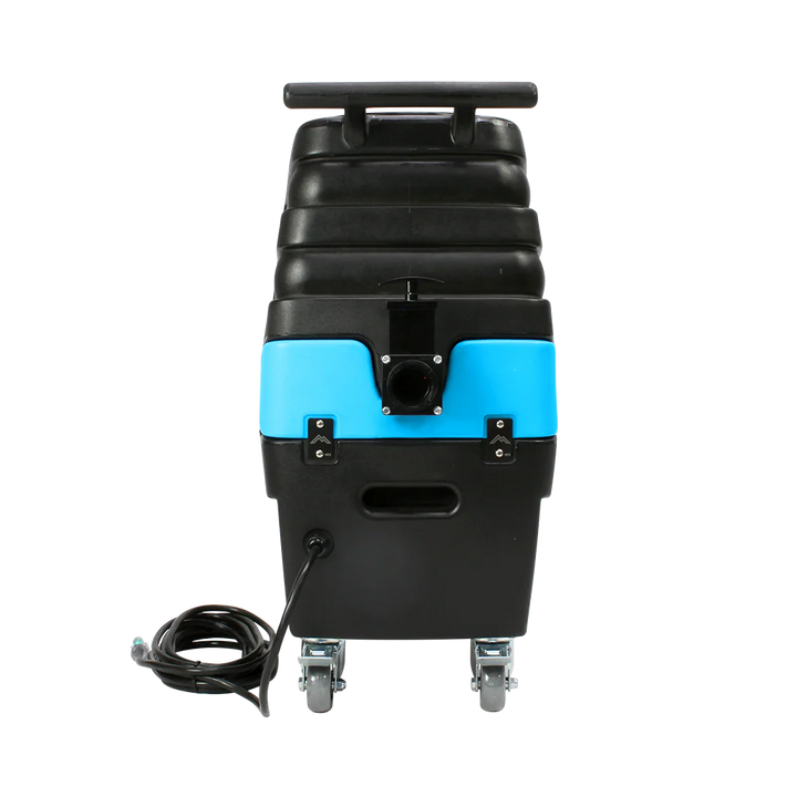 Mytee HP90 Stingray Extractor rear view showing power cord storage and heater vent output
