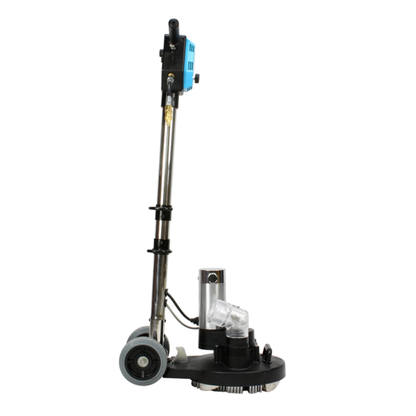 Right-side view of the Mytee T-REX Jr. rotary extractor showing power cord and ergonomic handle design