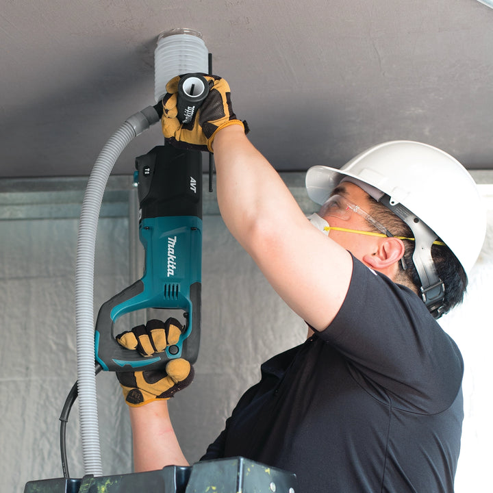 makita dust cup reducing airborne debris in commercial drilling project

