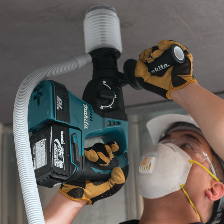 dust extraction cup in use in confined jobsite space for visibility and protection
