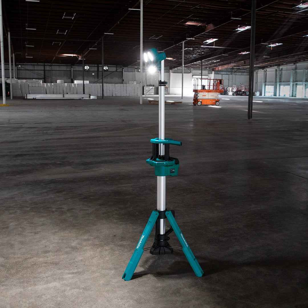 makita tower work light in use on active job site providing wide area illumination
