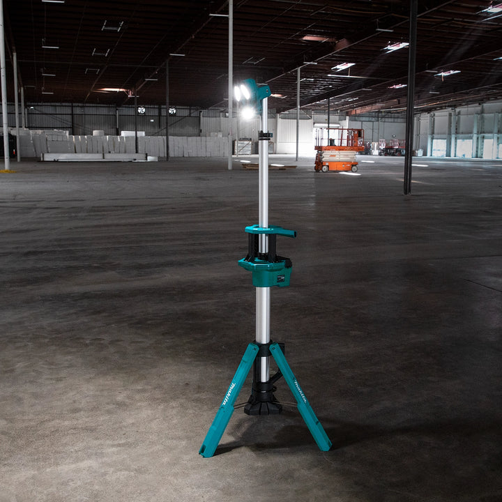 makita tower work light in use on active job site providing wide area illumination
