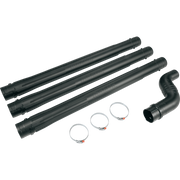 all parts included in makita gutter cleaning attachment kit shown laid out before assembly
