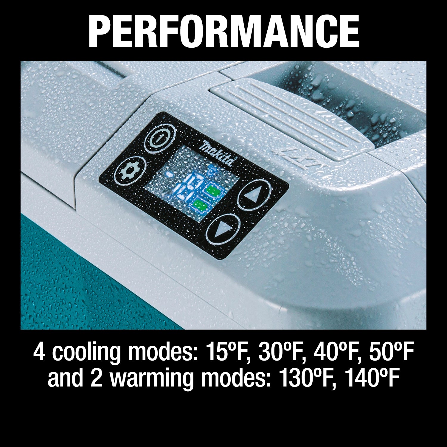 performance view of makita cooler warmer box maintaining low temperature over time
