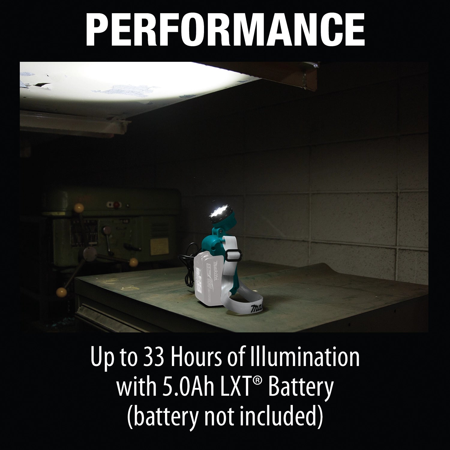 high performance makita 18v lxt led headlamp illuminating work area clearly
