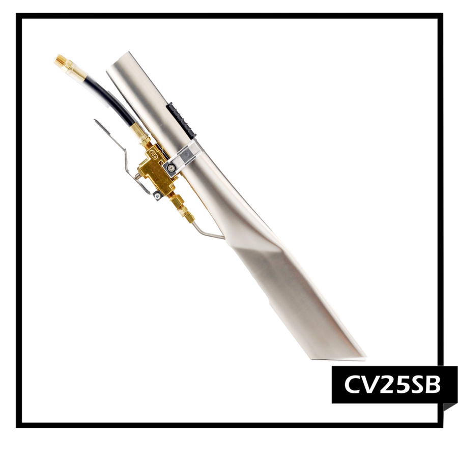 PMF crevice tool with internal spray and 500 PSI brass valve