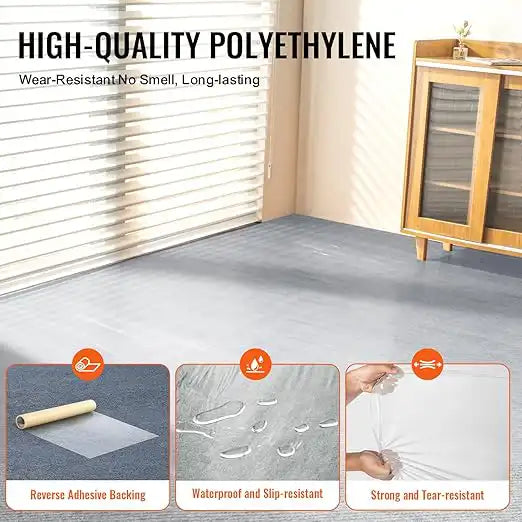 Close-up of durable polyethylene construction of Presto carpet film with tear-resistant surface
