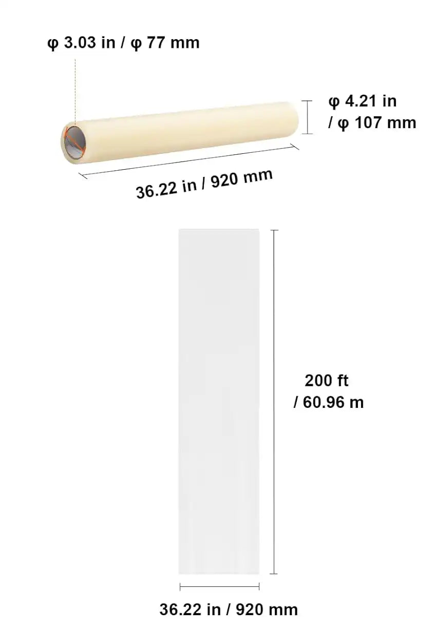 Size comparison of Presto carpet protection roll placed next to common household items for scale
