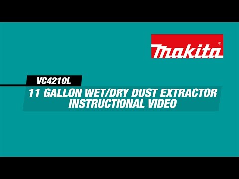 Video demonstration of Makita VC4210L Dust Extractor in use on a job site for efficient dust collection and HEPA filtration

