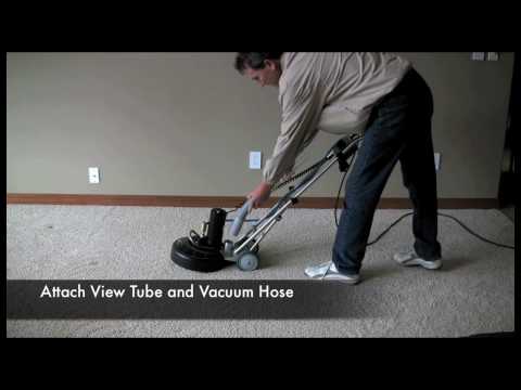 Demonstration of the Rotovac 360i cleaning heavily soiled carpet using rotary jet extraction