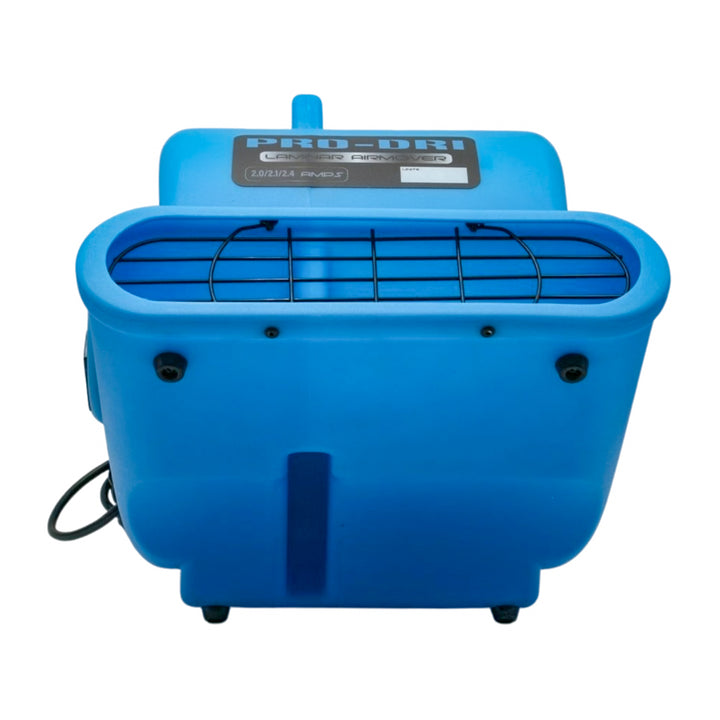 Rear view of Pro-Dri 2.9 Amp air mover showing daisy chain outlet and power cord