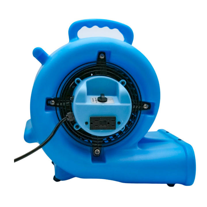 Side profile of Pro-Dri air mover highlighting 1/3 HP motor and vent design