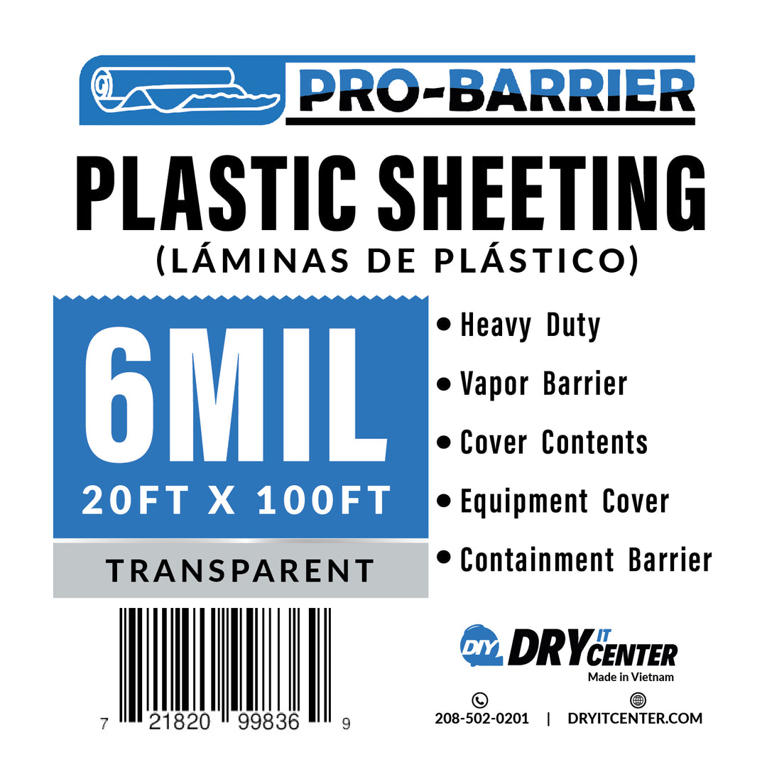 Pro-Barrier Plastic Sheeting 6 MIL 20'x100' Clear