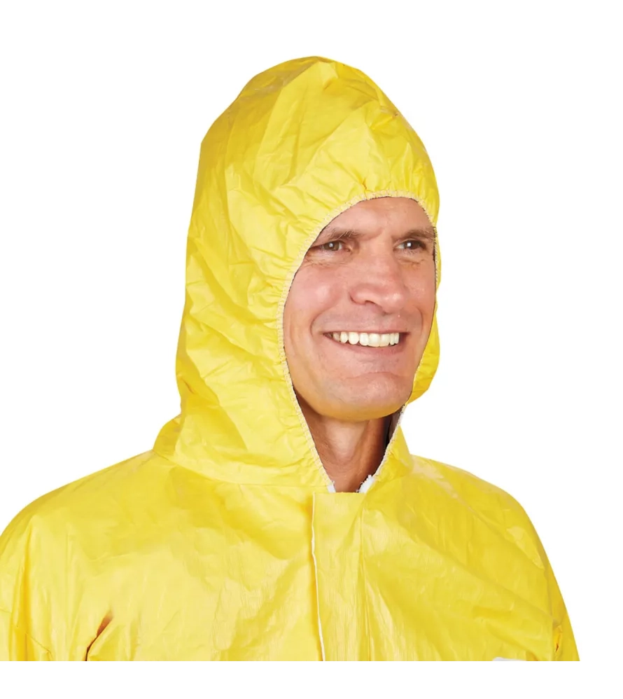 Protective suit hood design for secure containment and head coverage

