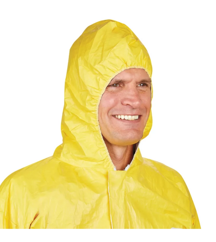 Protective suit hood design for secure containment and head coverage

