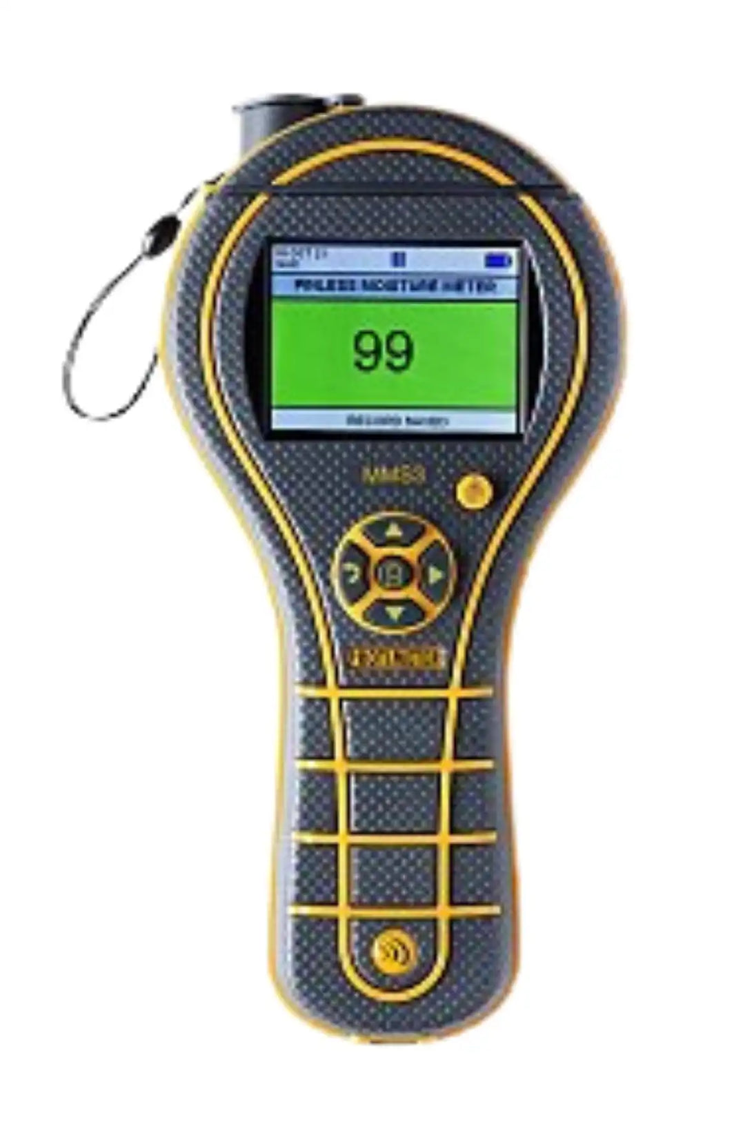 close-up of protimeter mms3 screen displaying live environmental and moisture data
