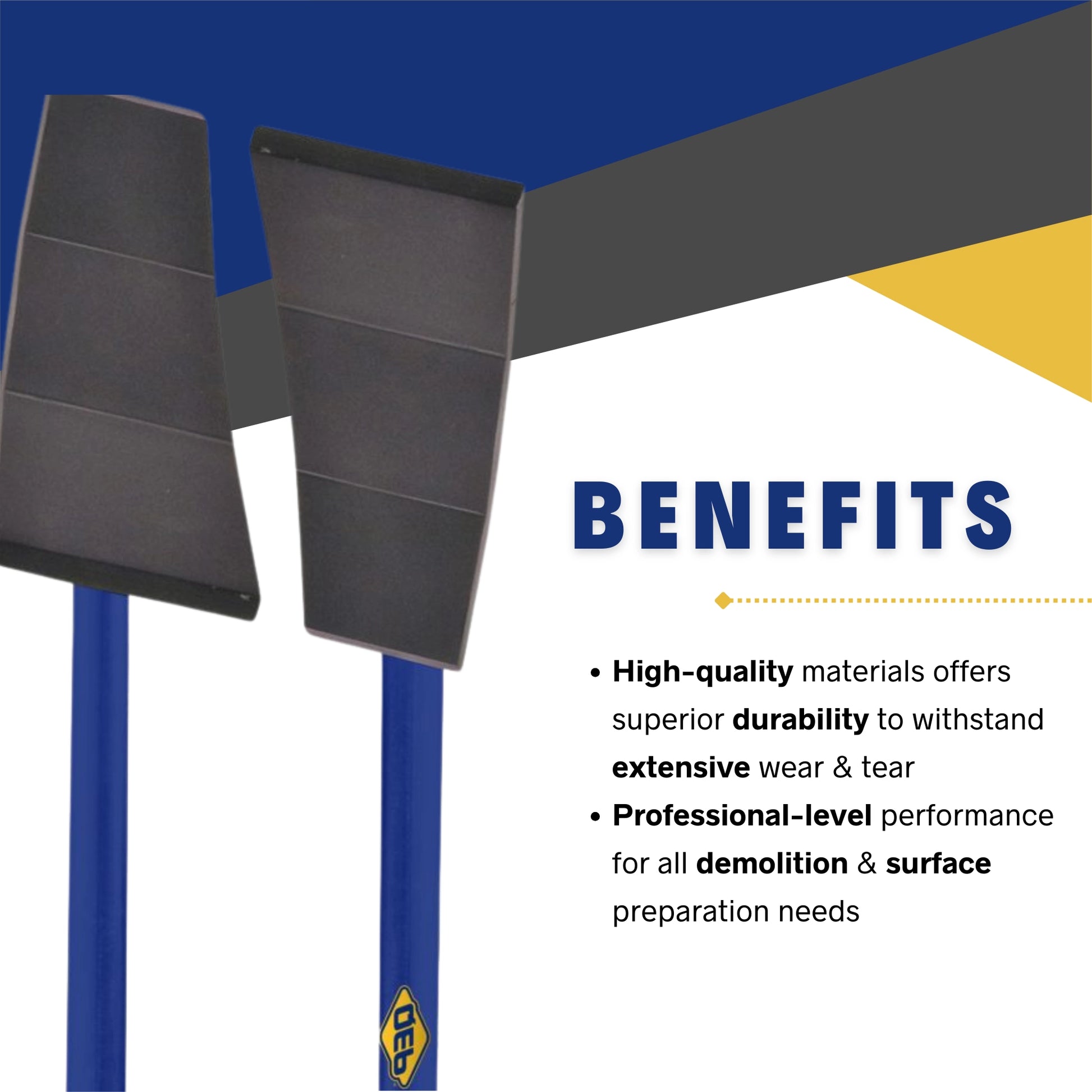 QEP demolition scraper benefits include high-efficiency demolition and reduced hand fatigue
