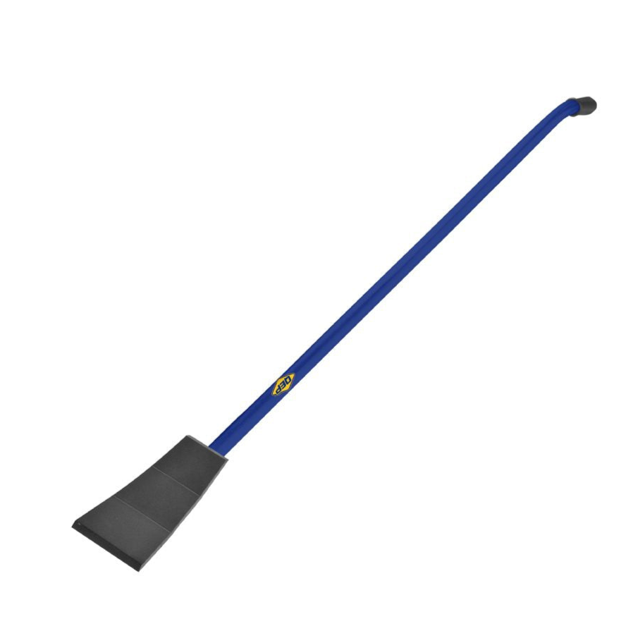 Front view of QEP demolition scraper showing full tool profile and wide blade
