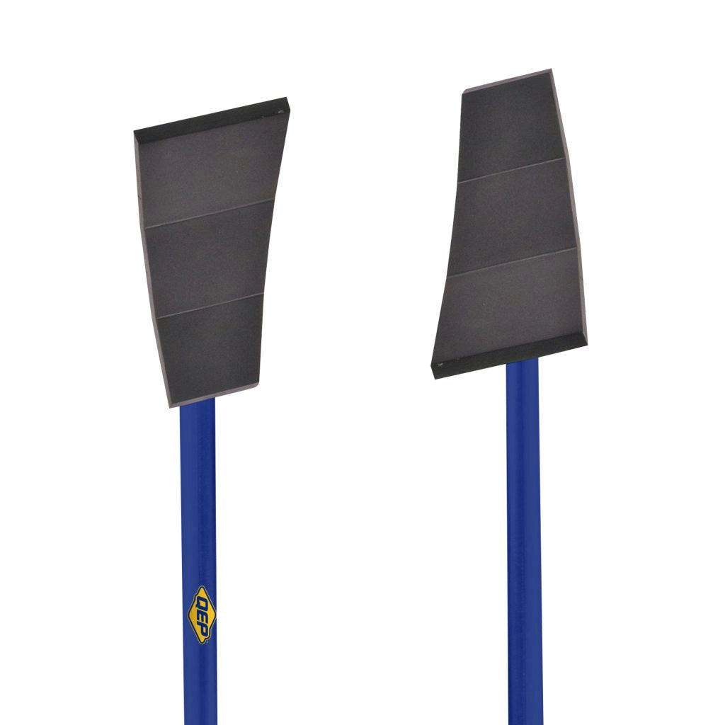 Front and back views of QEP demolition scraper showing blade orientation and handle construction
