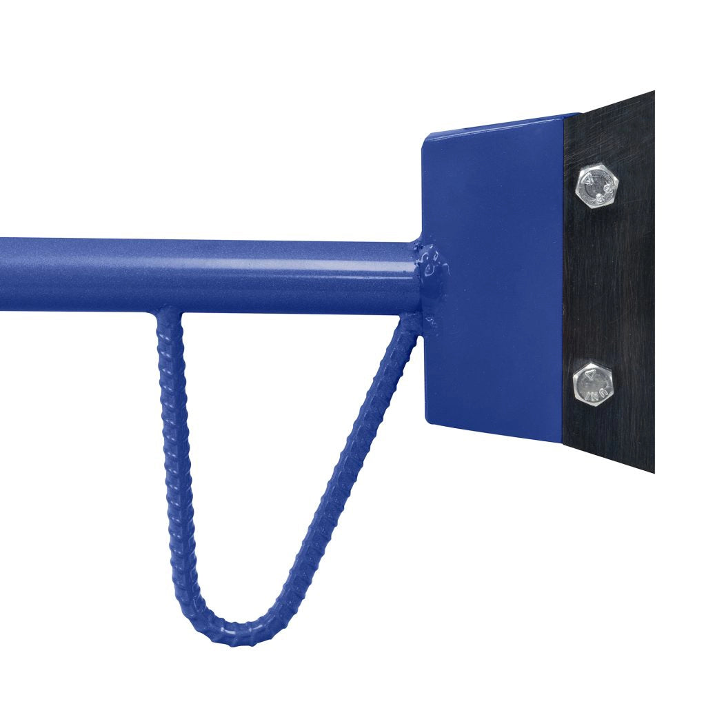 Close-up of QEP scraper blade with visible edge and mounting bolts
