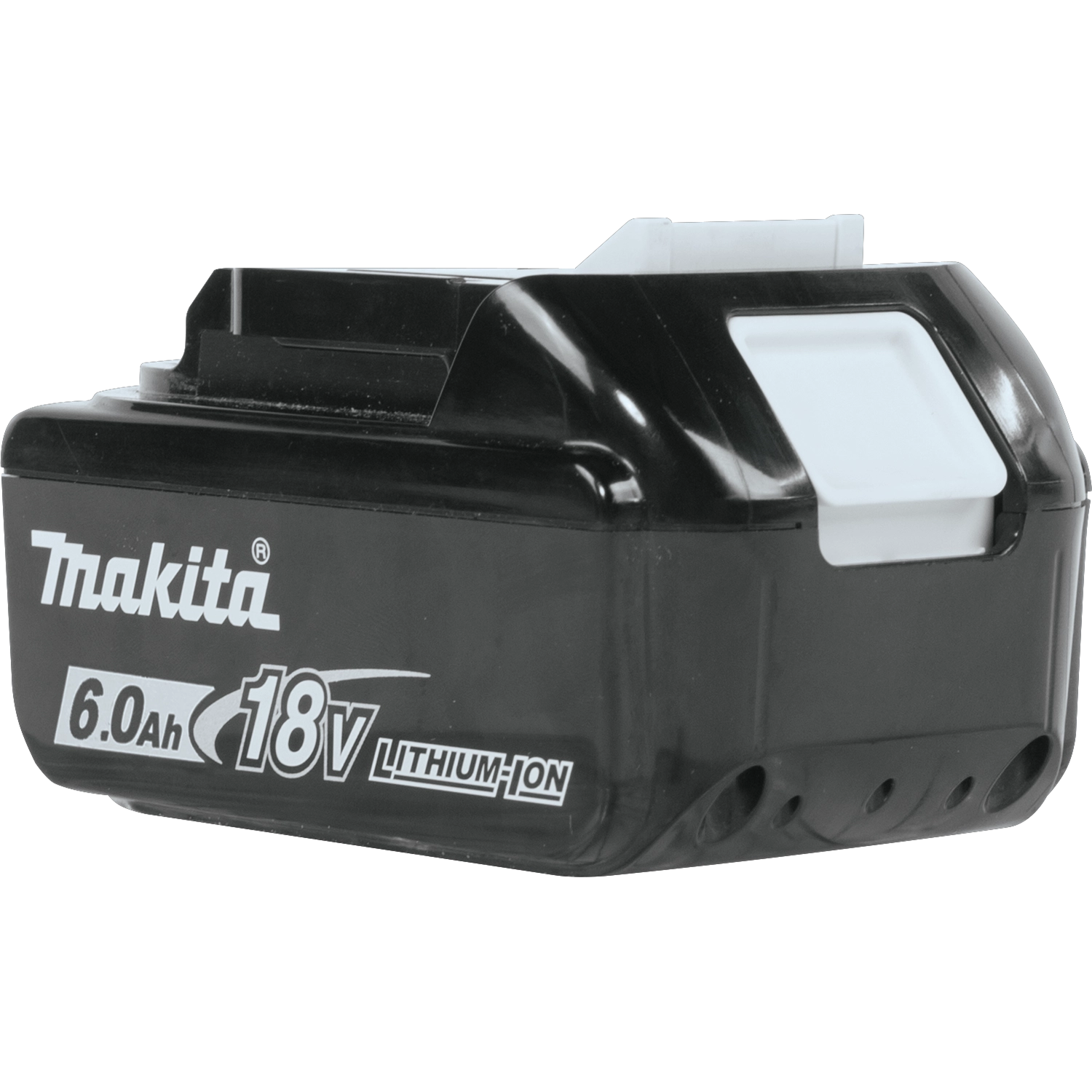 right back angle view of makita 6ah battery box showing side panel
