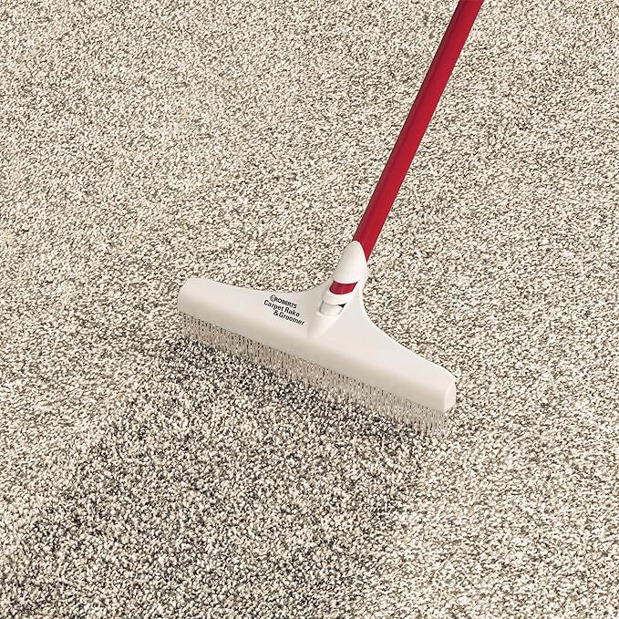 Roberts Carpet Groomer being used to push and lift carpet fibers
