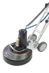 Side angle view of Rotovac 360i showing motor, handle, and wheels