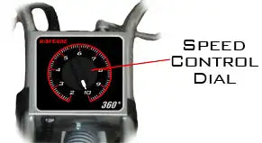 Close-up of the Rotovac 360i speed control dial