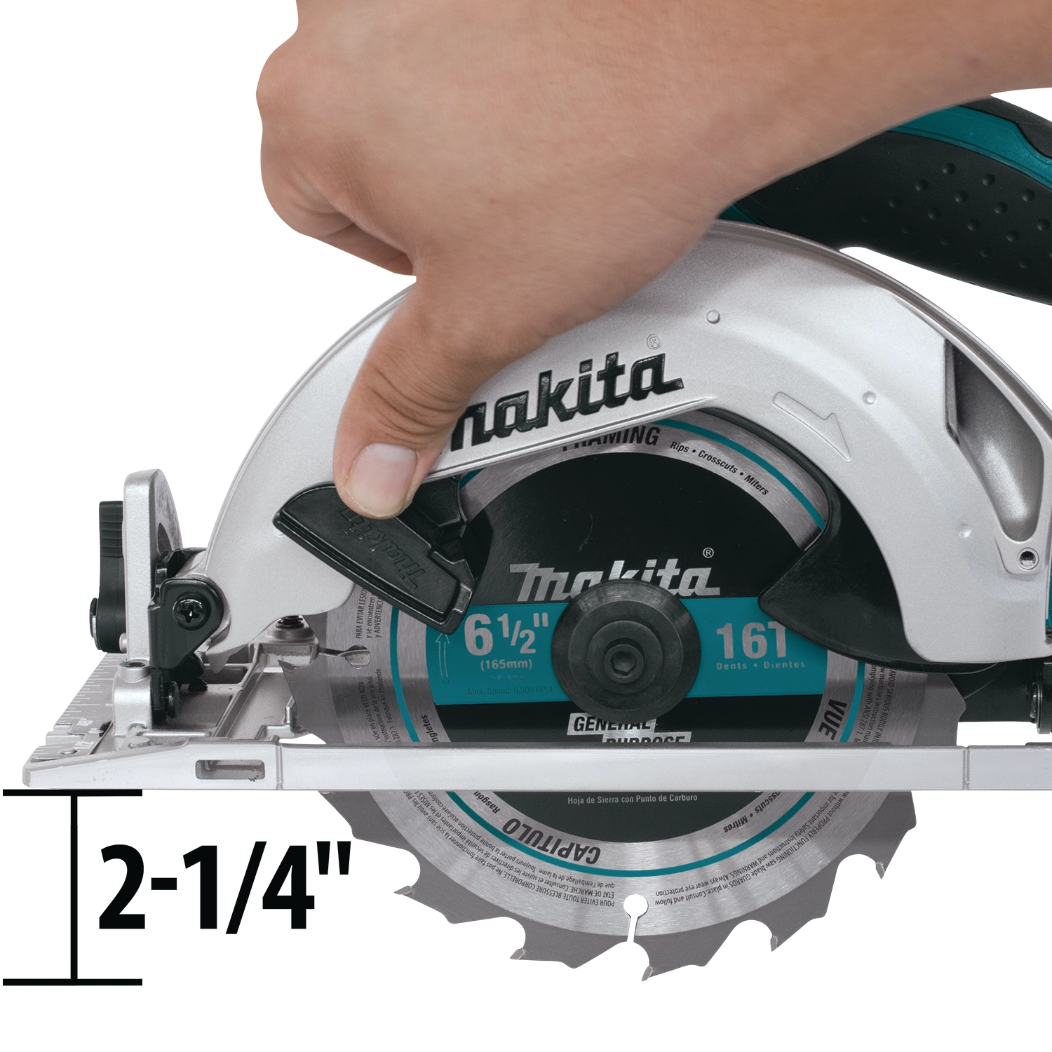 scale reference of makita compact recipro saw shown next to user for size comparison
