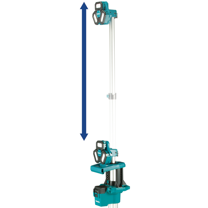 scale reference of makita tower work light next to person for height comparison
