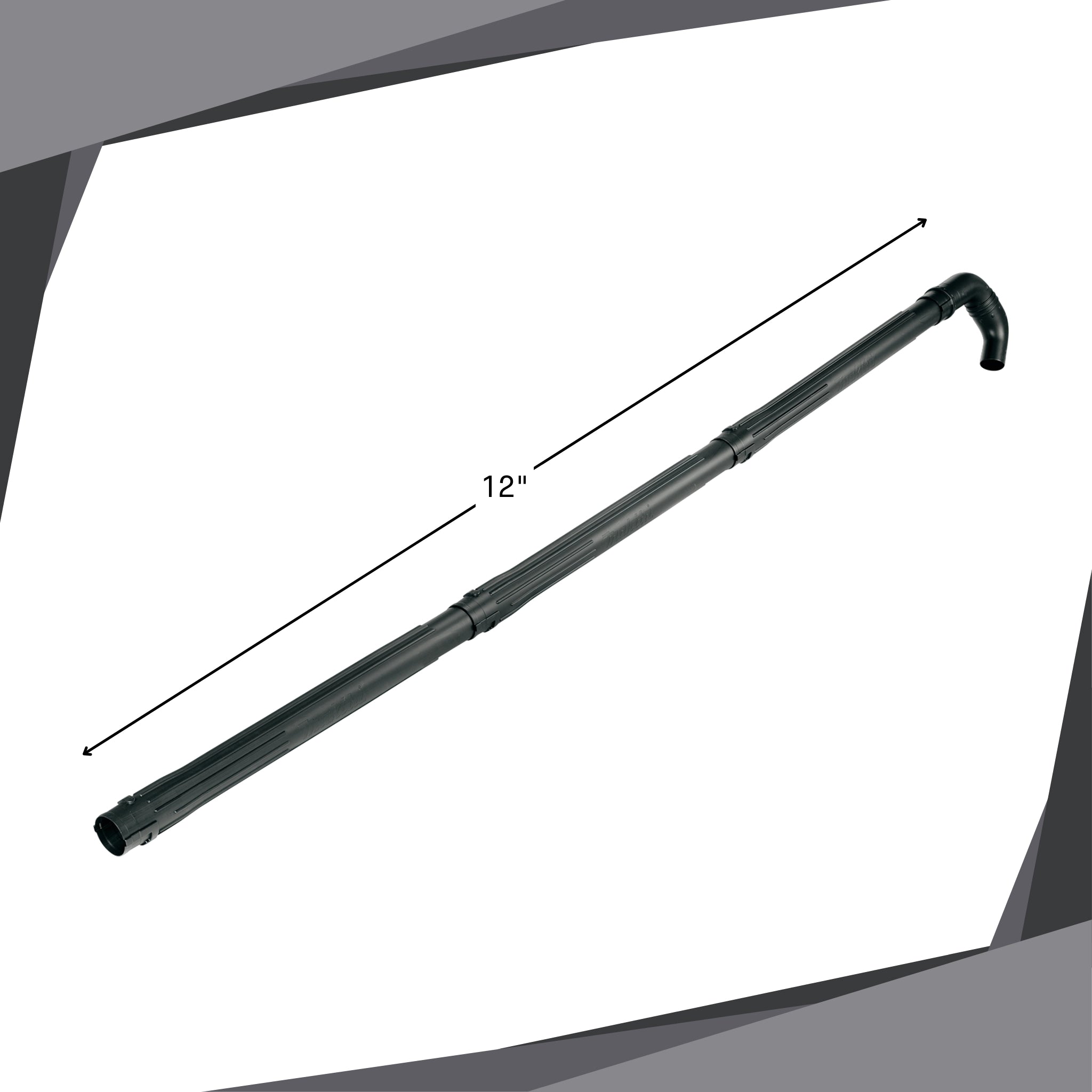 makita blower gutter cleaning attachment positioned next to measuring tape for length scale
