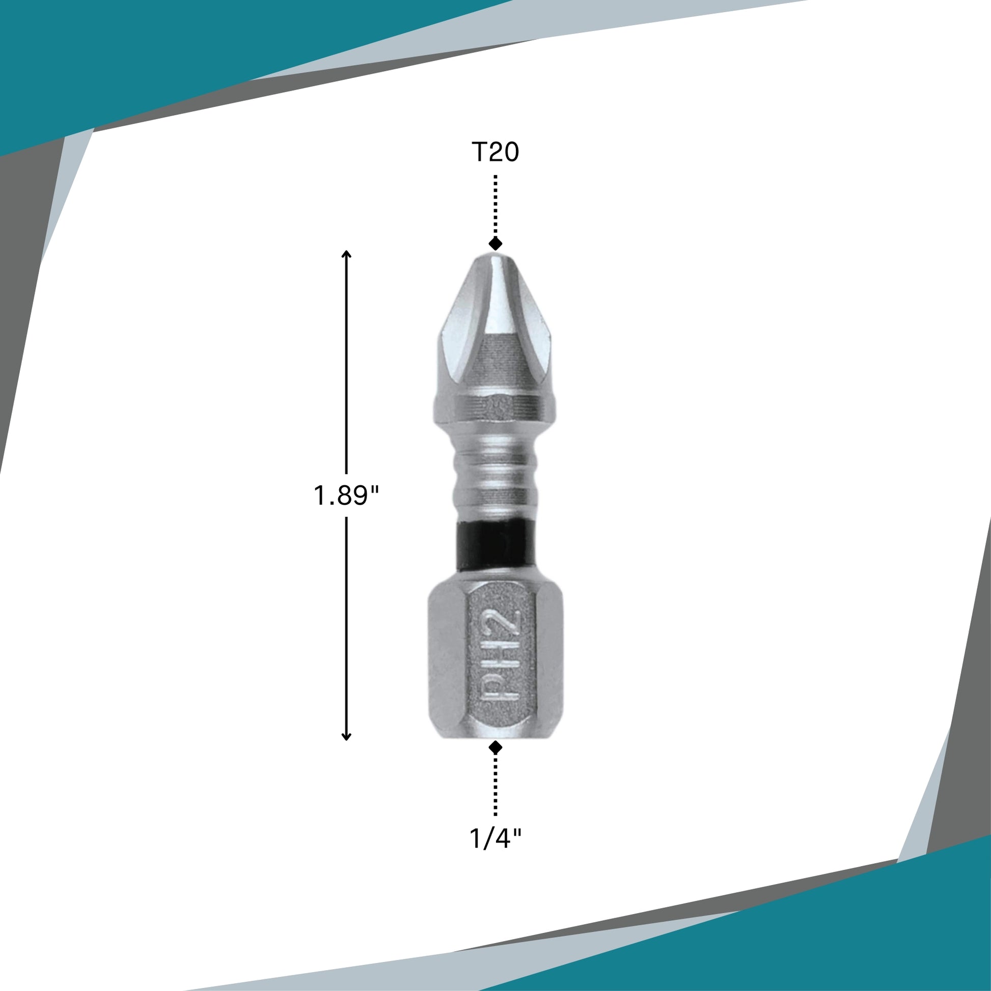 makita #2 phillips insert bit next to ruler for scale reference
