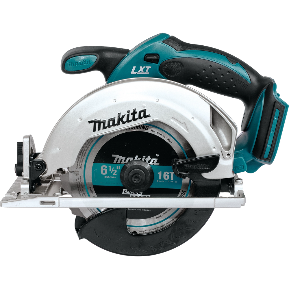 side profile of makita 18v lxt compact recipro saw displaying compact length and battery position
