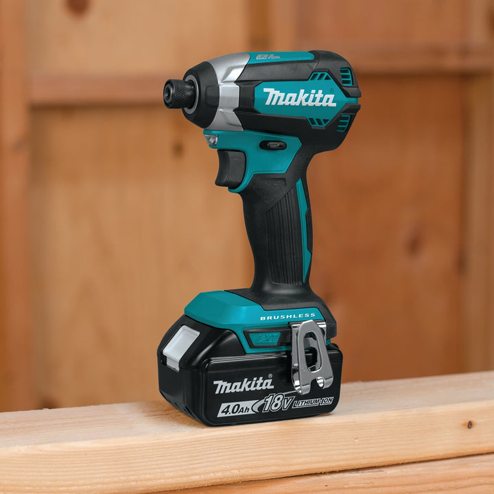 makita drill shown from side view while in use on active job site

