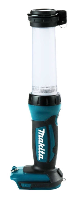 side profile of makita 18v lxt flashlight showing power button and grip
