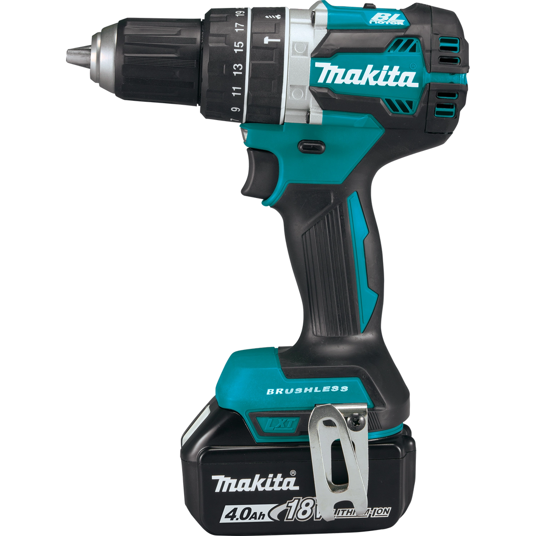 side profile of makita hammer driver-drill in xt269m combo showing mode selector
