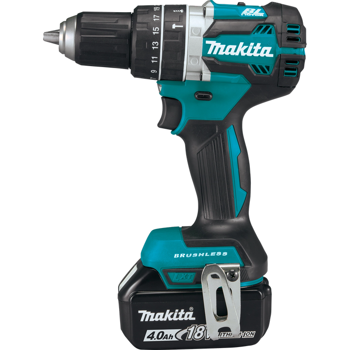 side profile of makita hammer driver-drill in xt269m combo showing mode selector
